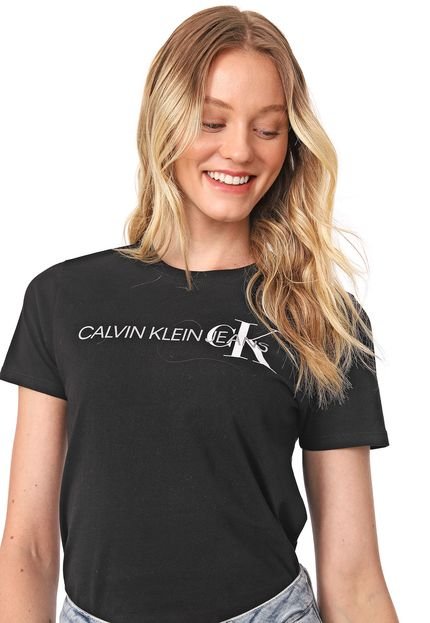Blusa Calvin Klein Jeans Lettering Preta - Marca Calvin Klein Jeans