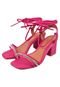 Sandália Salto Grosso Rosa Chic Calçados Salto Alto 7 cm Bloco Quadrado Pink - Marca Rosa Chic Calçados