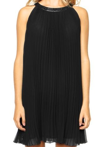 Vestido Benetton Plissado Preto Compre Agora Dafiti Brasil