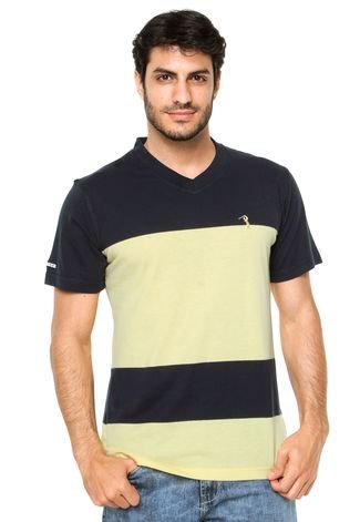 Camiseta Manga Curta Aleatory Contraste Preto/Amarelo