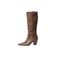 Bota Feminina Bico Fino Cano Longo Couro Salto 6 cm Camel - Marca Spinelli