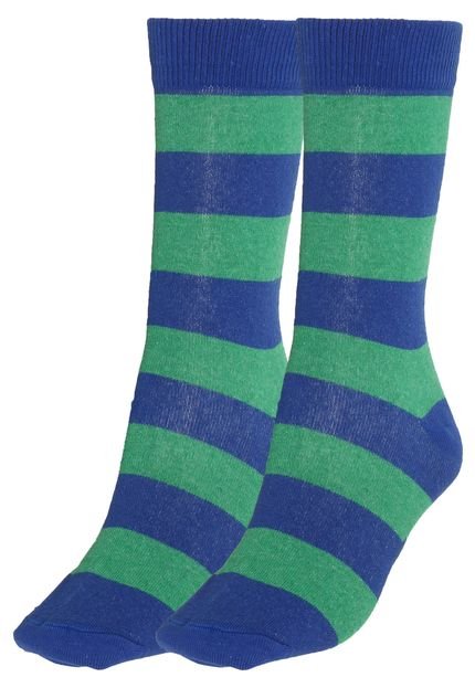 Meia Socks Co Large Stripes Azul/Verde - Marca Socks Co