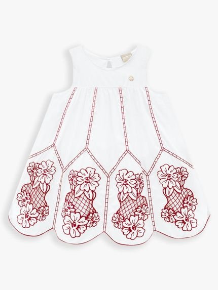 Vestido Infantil Milon Tricoline Acetinada Branco - Marca Milon