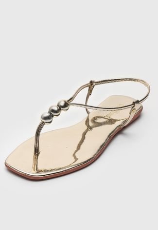 Rasteira Dafiti Shoes Metalizado Dourada - Compre Agora