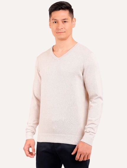 Blusa Aramis Masculina Tricot Gola V Areia - Marca Aramis