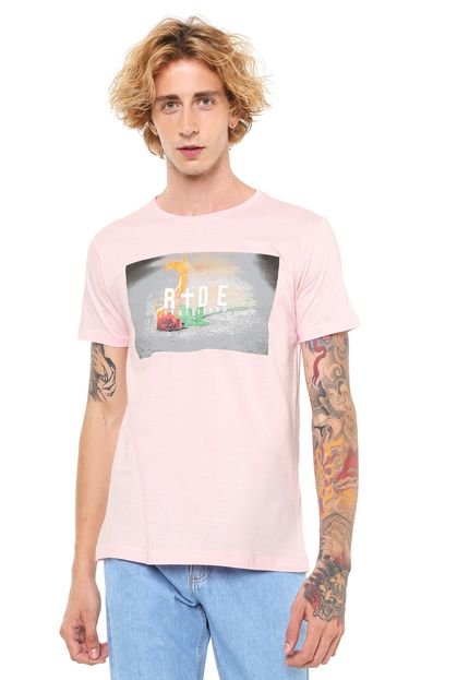Camiseta Ride Skateboard Manga Curta Estampada Rosa - Marca Ride Skateboard