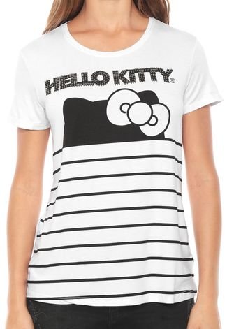 Blusa Cativa Hello Kitty Aplicações Branca/Preta