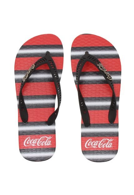 Chinelo Coca Cola Shoes Listras Vermelho - Marca Coca Cola
