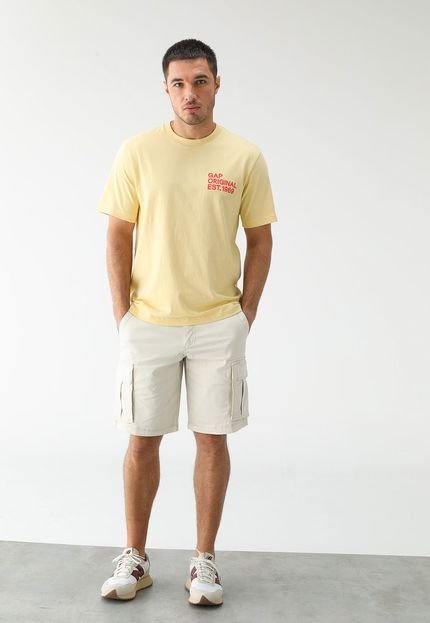 Bermuda Sarja GAP Cargo Liso Off-White - Marca GAP