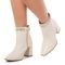Bota Feminina Cano Curto Salto Alto Bico Quadrado Confortável Com Strass Off White - Marca Stessy Shoes