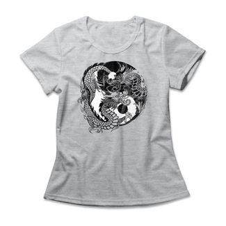 Camiseta Feminina Yin Yang - Mescla Cinza