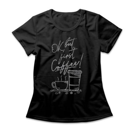 Camiseta Feminina First Coffee - Preto - Marca Studio Geek 