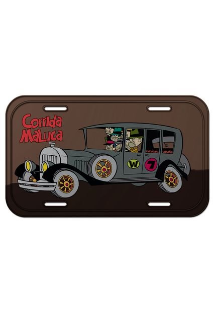 Placa de Parede Hanna Barbera Metal Wacky Race Gangsters 15cmx30cm Marrom - Marca Hanna Barbera