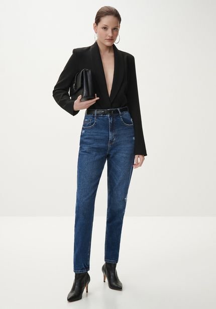 Calça Jeans Mom Cropped Super Alta com Elastano - Marca Lez a Lez