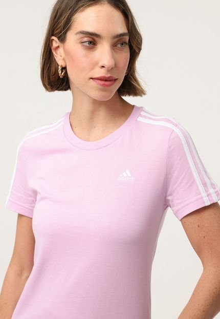 Camiseta adidas Sportswear Essentials Slim 3-Stripes Lilás - Marca adidas Sportswear