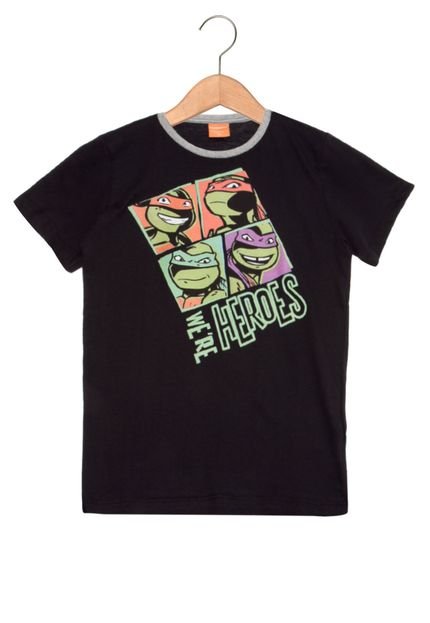 Camiseta Manga Curta Nickelodeon Cool Turtles Infantil Preta - Marca Nickelodeon