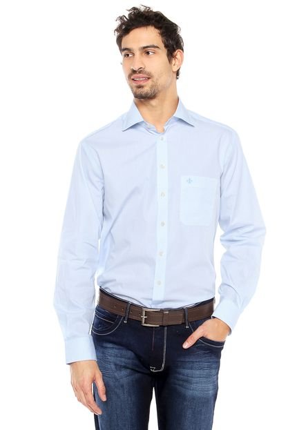 Camisa Dudalina Business Slim Branca/Azul - Marca Dudalina