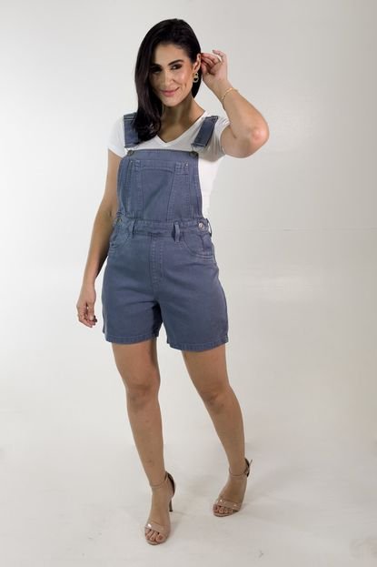 Jardineira Jeans Colorido Feminina Short Botões Anticorpus - Marca Anticorpus JeansWear