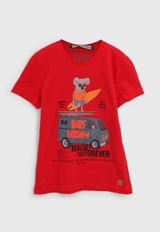 Camiseta Colcci Fun Infantil Surf Vermelha