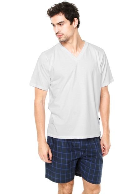 Pijama Lupo Classic Branco/ Azul - Marca Lupo