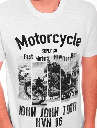 Camiseta John John Urban Moto Club Masculina Cinza Claro