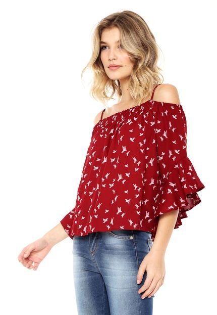 Blusa Ciganinha Aishty Estampada Vinho - Marca Aishty