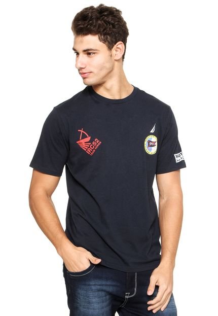 Camiseta Nautica Estampada Azul-Marinho - Marca Nautica