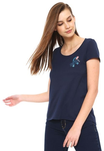 Blusa Malwee Estampada Azul-marinho - Marca Malwee