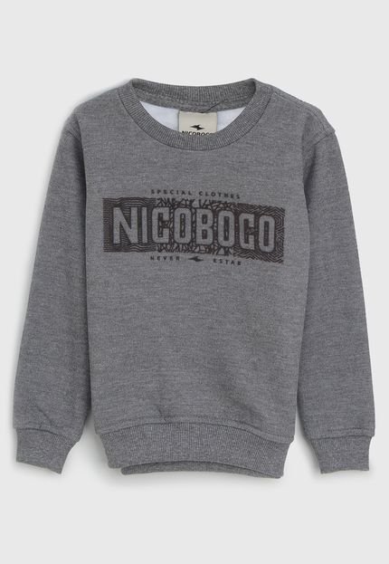 Blusa de Moletom Nicoboco Infantil Sodertalj Cinza - Marca Nicoboco