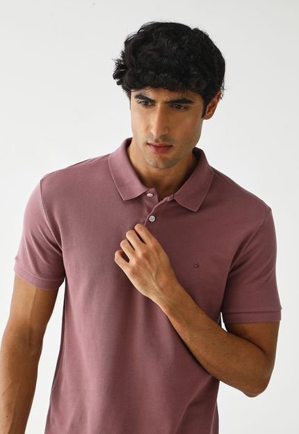 Camisa Polo Calvin Klein Slim Logo Rosa - Marca Calvin Klein