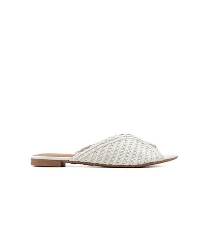 Tamanco Valentina Tramada 371400 Off White Incolor - Marca Valentina