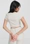 Blusa Cropped TOPSHOP Cut Out Off-White - Marca TOPSHOP