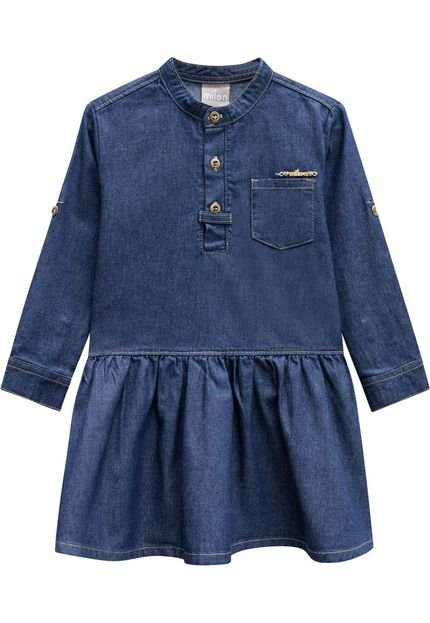 Vestido Milon Infantil Bolso Azul - Marca Milon