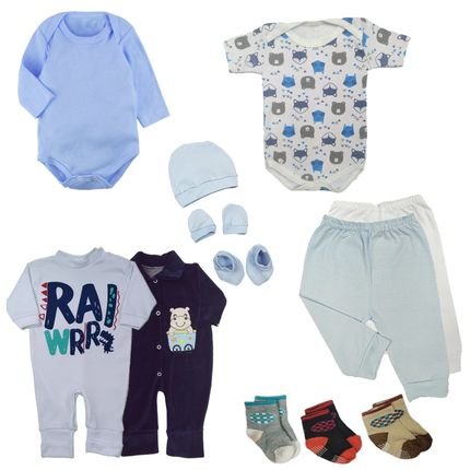 Kit 12 Pçs Roupa De Bebê Masculino Feminino Luxo Maternidade Azul - Marca Koala Baby