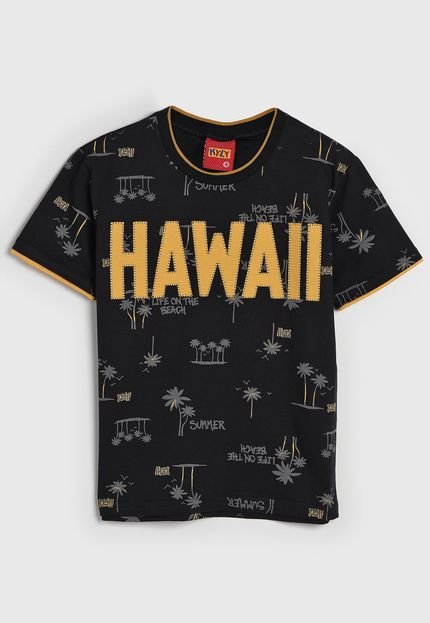 Camiseta Kyly Infantil Hawaii Preta - Marca Kyly
