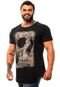 Camiseta Longline Masculina MXD Conceito para Academia e Casual Old Skull Caveira Preto Meia Malha - Marca Alto Conceito