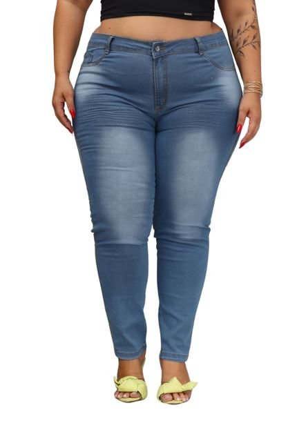 Calça Skinny Azul Claro Jeans Feminina Plus Size Alleppo Jeans - Marca Alleppo Jeans