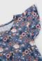 Vestido Tricae Infantil Floral  Azul/Rosa - Marca Tricae