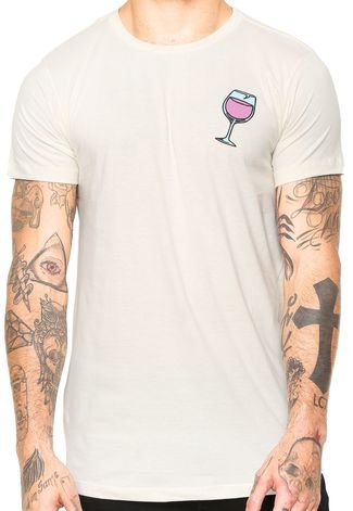 Camiseta Unissex Blind Love Manga Curta Wine Glasses Bege