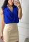 Cropped Crepe Cruzado Mandi  Azul - Marca Cia do Vestido