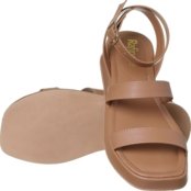 Sandália Feminina Plataforma Papete Flatform Fivela Versátil Caramelo - Marca Angipé