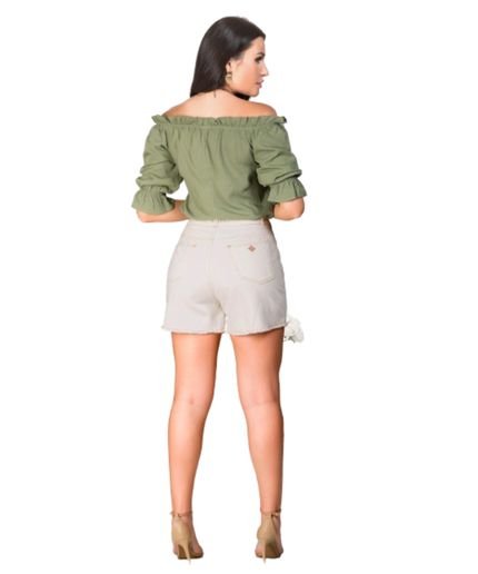 Shorts Feminino Sarja Mom Bege - Marca Razon Jeans