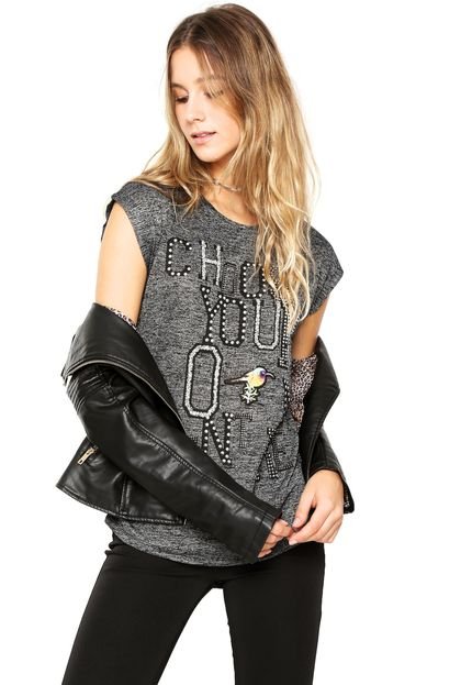 Blusa Facinelli by MOONCITY Hotfix Cinza Escuro - Marca Facinelli