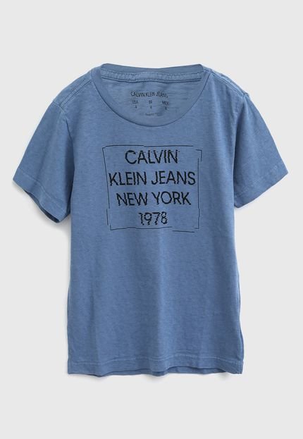 Camiseta Calvin Klein Kids Infantil Lettering Azul - Marca Calvin Klein Kids