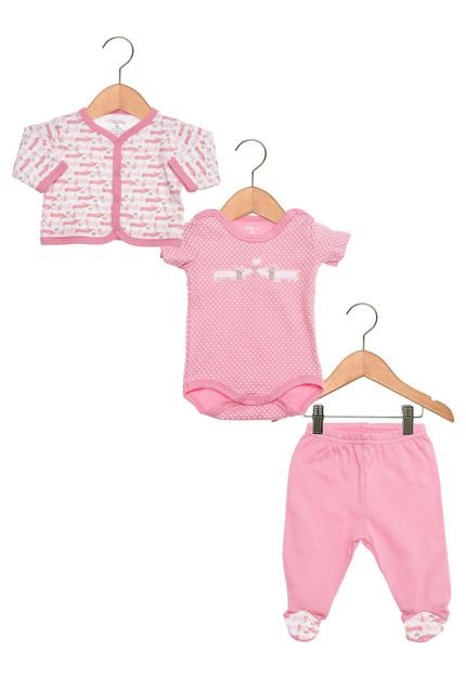 Kit Bodies Tilly Baby Estampado Infantil Rosa - Marca Tilly Baby