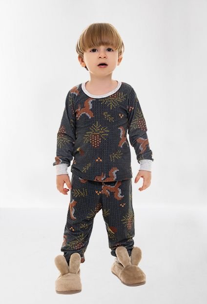 Pijama Bebe Inverno Familia Esquilo Compre Agora Tricae Brasil