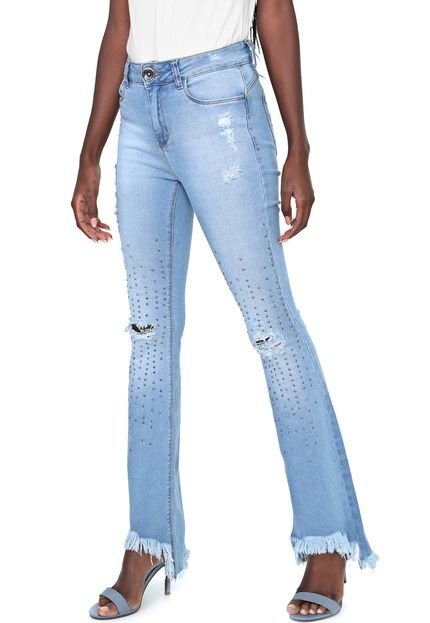 Calça Jeans Indigo Jeans Bootcut Aplicações Azul - Marca Indigo Jeans