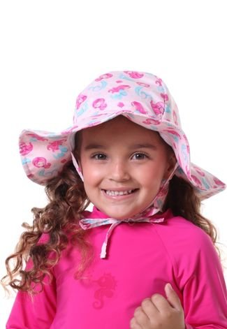 Chapéu Infantil de proteção solar FPU 50  Sereia Rosa