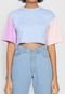 Camiseta Cropped Forever 21 Color Block Azul - Marca Forever 21