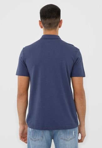 Camisa Polo Calvin Klein Jeans Reta Logo Azul-Marinho
